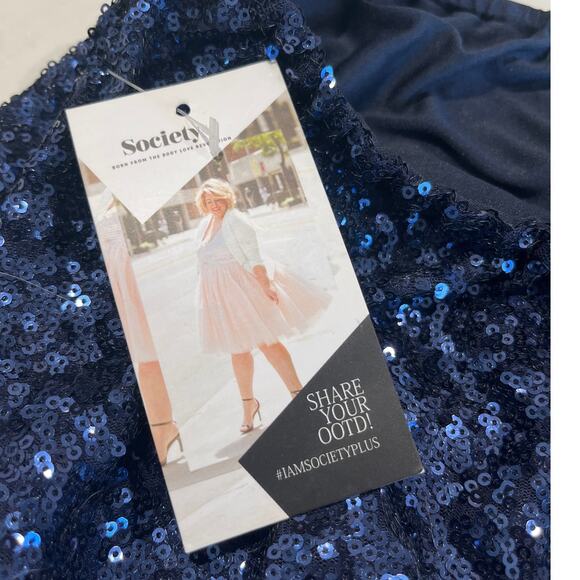 Society Plus Blue Sequin Ball Gown Skirt or Dress Women's Size 18-20 Zip GLAM - Picture 10 of 14